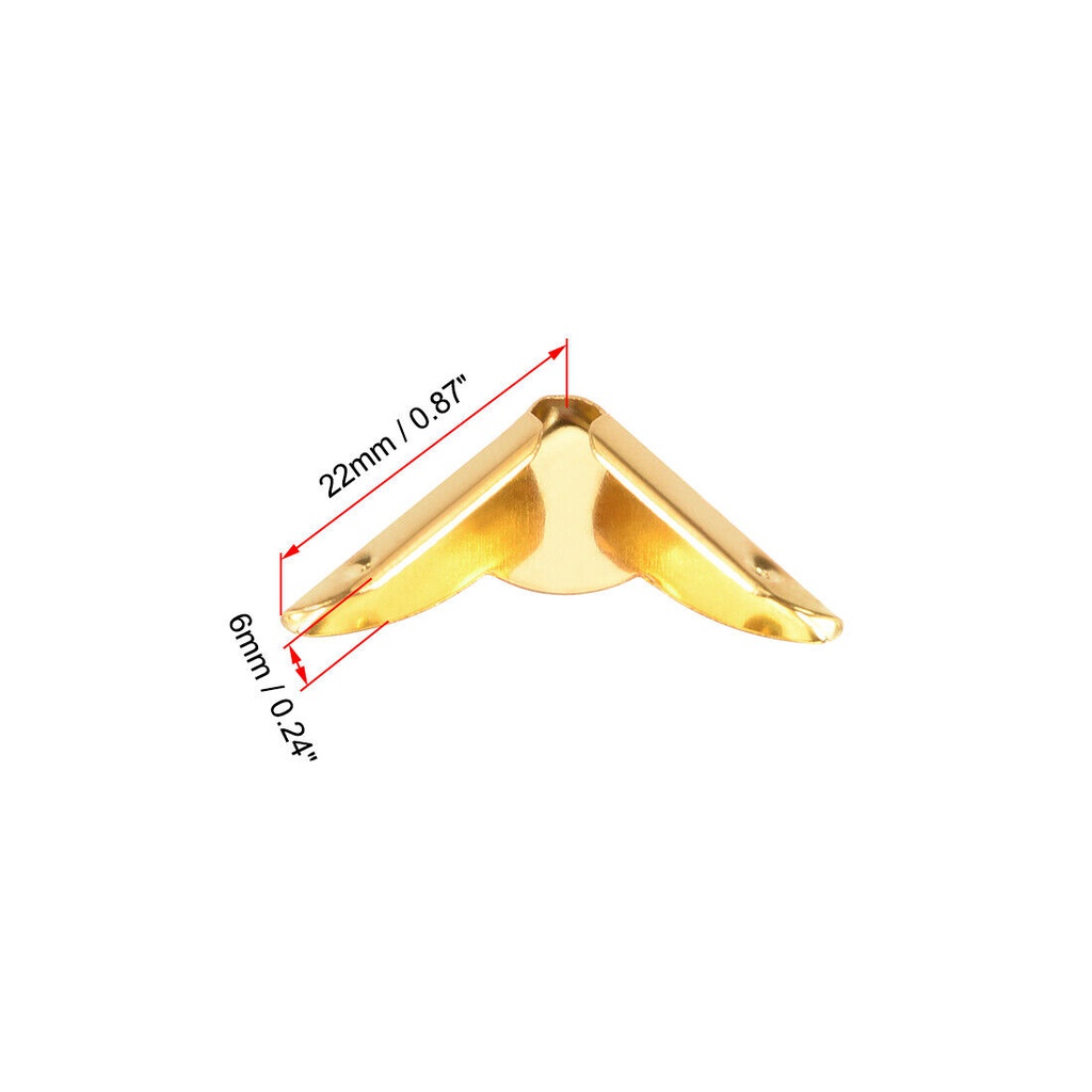 Metal Book Corner Protectors Edge Cover Guard Gold Tone 4 pcs as set - 21 x 21 x 5 mm
