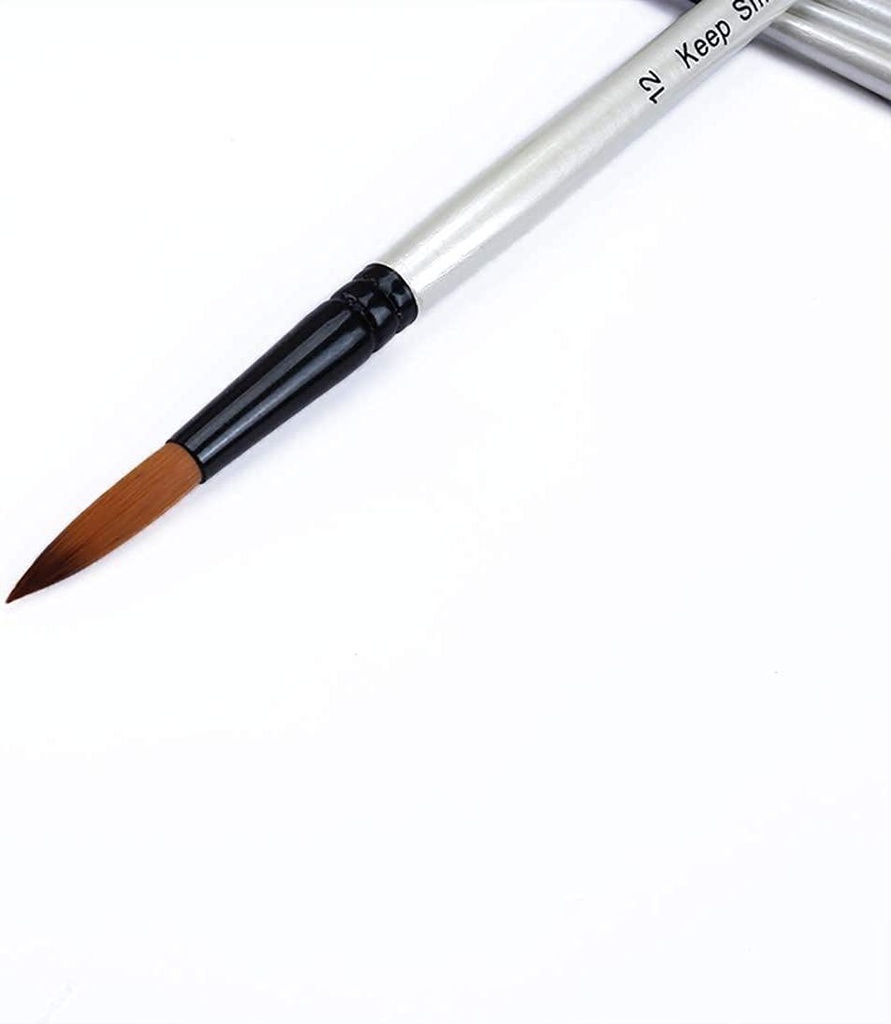 Keep Smiling - set of 12 Round brushes -  White long handle - different sizes ( from 1 to 12)