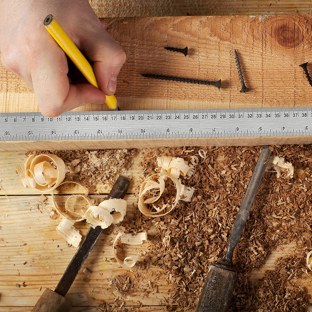 CN - Metal Ruler - 100, 60 , 50 , 30 cm -  Stainless Steel Metal Ruler - with Cork Backing Non-Slip Rulers - Inch & Centimeters