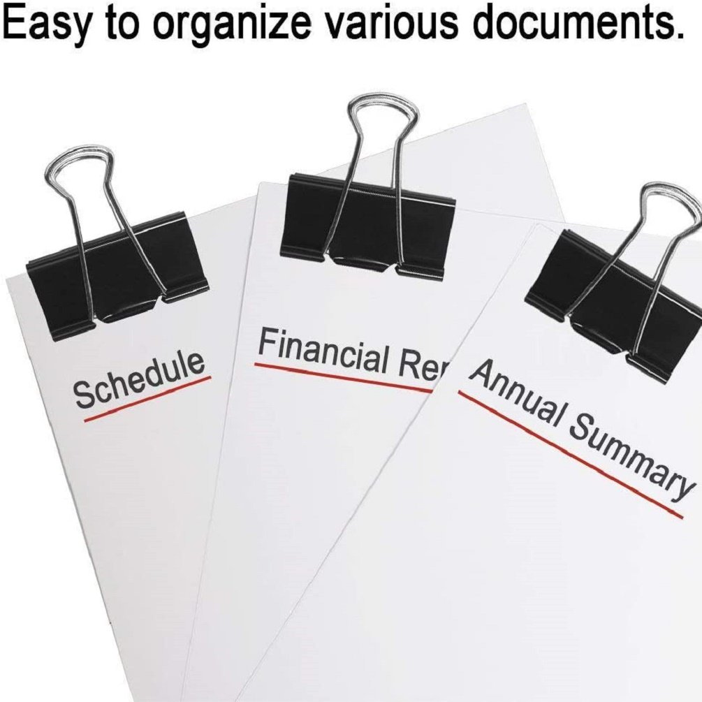 Metal - Binder Clips -  Black 19 mm