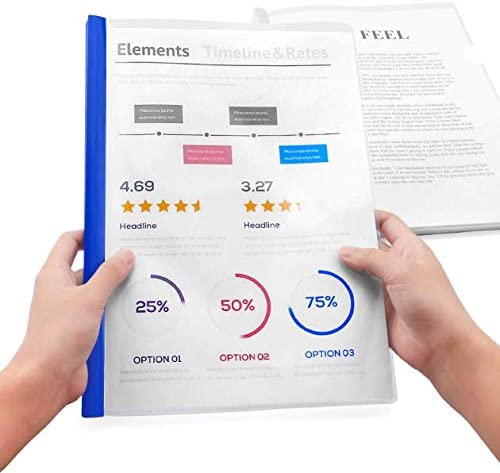 Plastic File Folder 10mm Sliding Bar Report Covers, 30 Sheet Capacity, File Folders Organizer Binder for A4 Size Paper