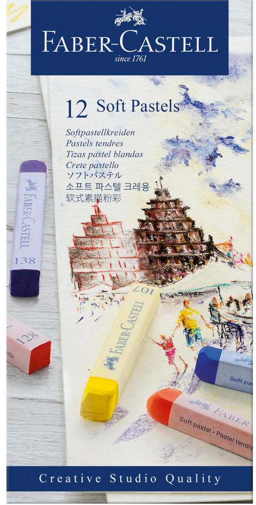Faber Castell - Creative Studio Soft Pastel Full Length Sticks - 12 Vivid Colors 