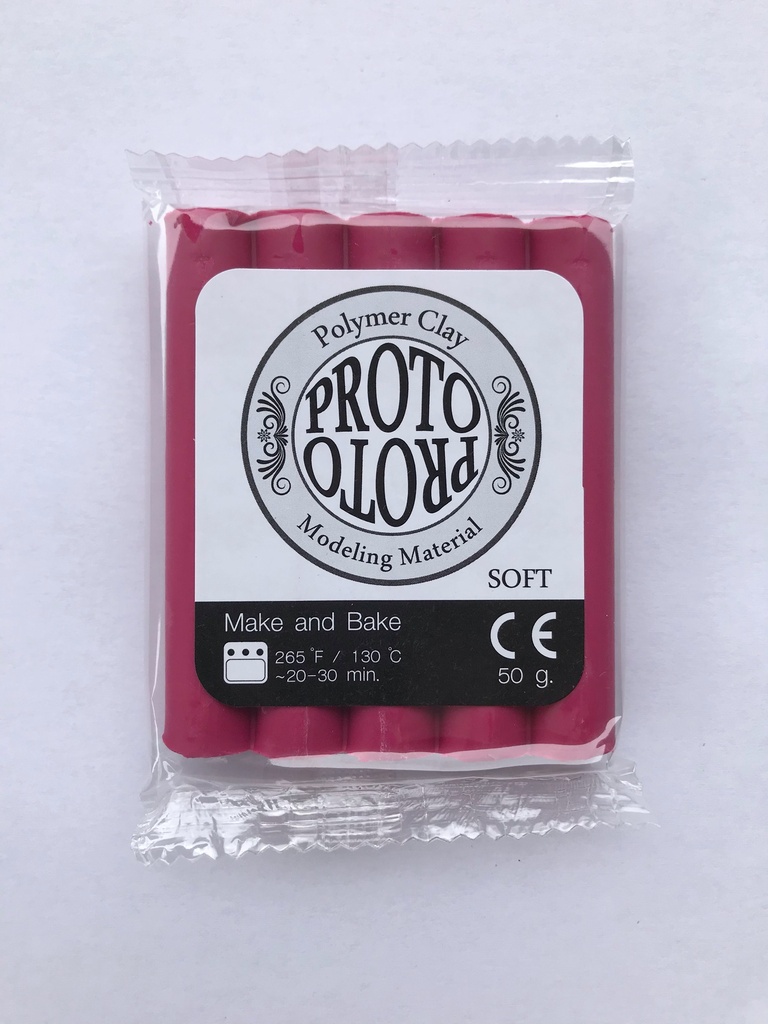 Proto Polymer Soft Clay, 6 Bars - 50 gm -  Red (Magenta)  - No 30