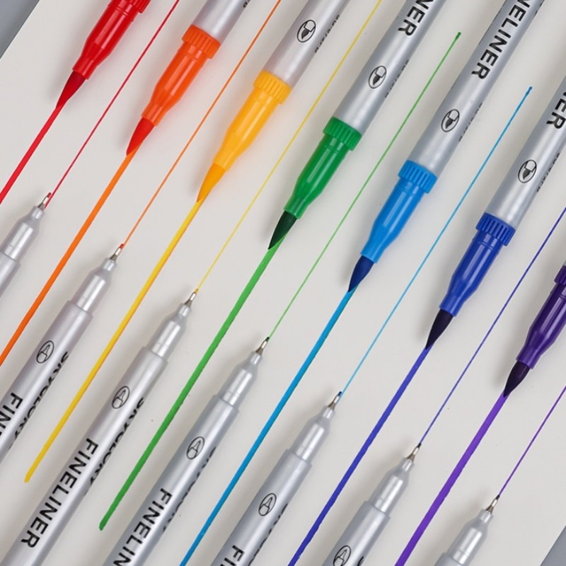 SkyGlory set of 12 colors - nip size 0.4 & 2 mm Brush - dual tip fineliner & Brush