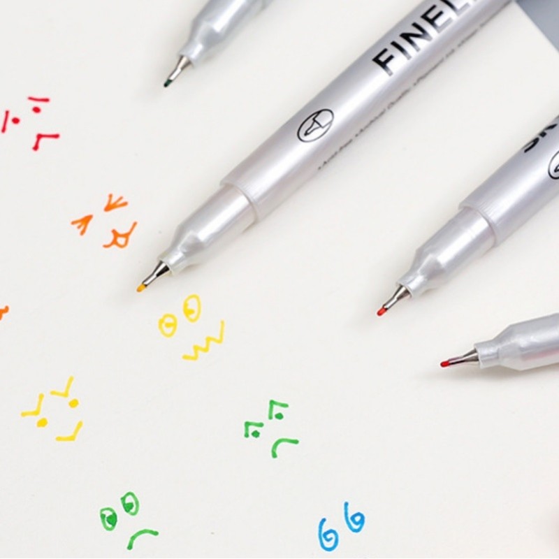 SkyGlory set of 12 colors - nip size 0.4 & 2 mm Brush - dual tip fineliner & Brush