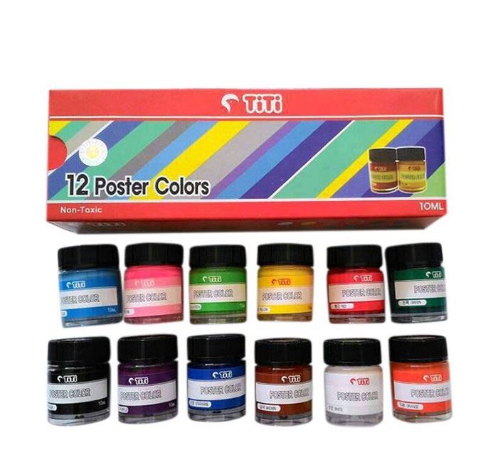 Titi - Set Poster, Gouache Color  - 12 color , each Pot 10 ml