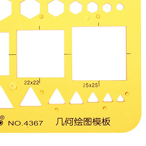 template  or Stamps or Shablona ruler, different shapes, square, triangle, circle, hexagon, Jinsihou