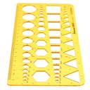 template  or Stamps or Shablona ruler, different shapes, square, triangle, circle, hexagon, Jinsihou