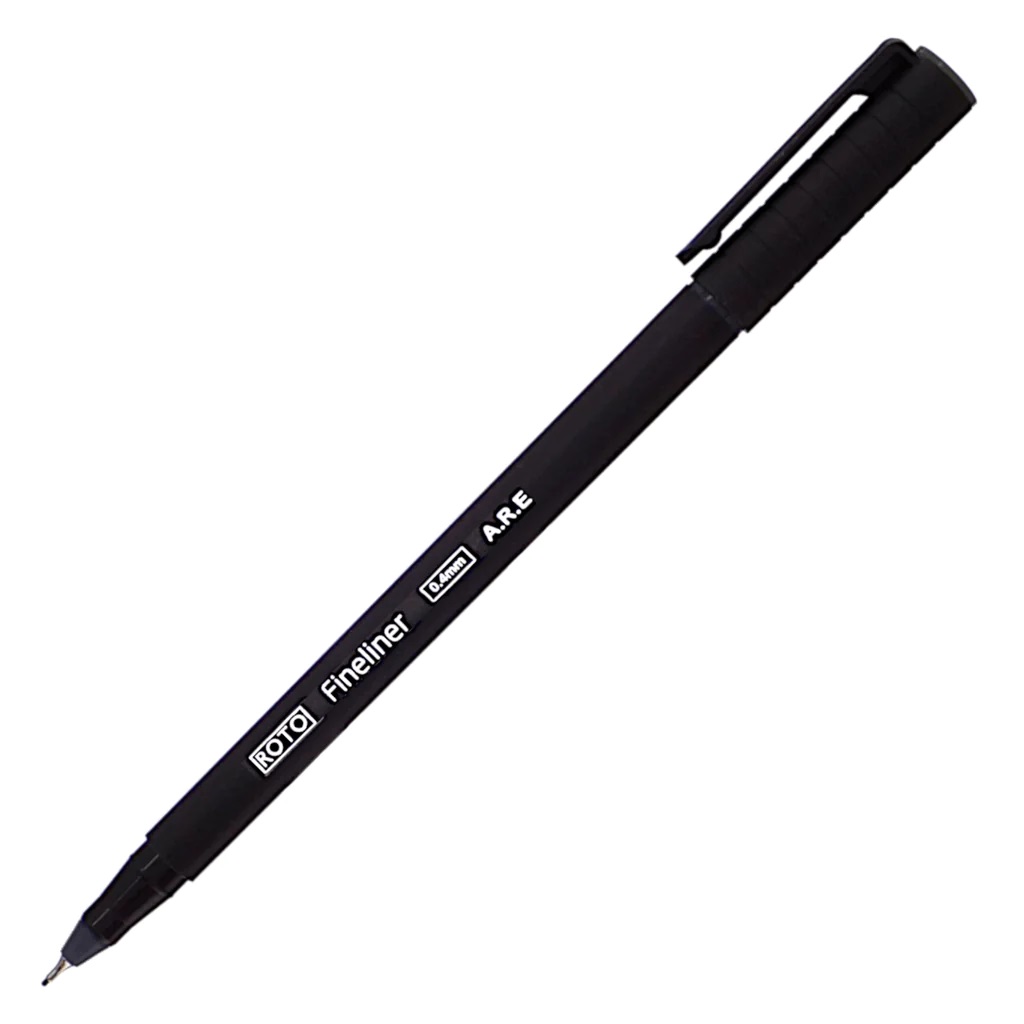 Roto - Fineliner Marker Pen - Water-base Ink - High Capacity, black 0.8 Tip