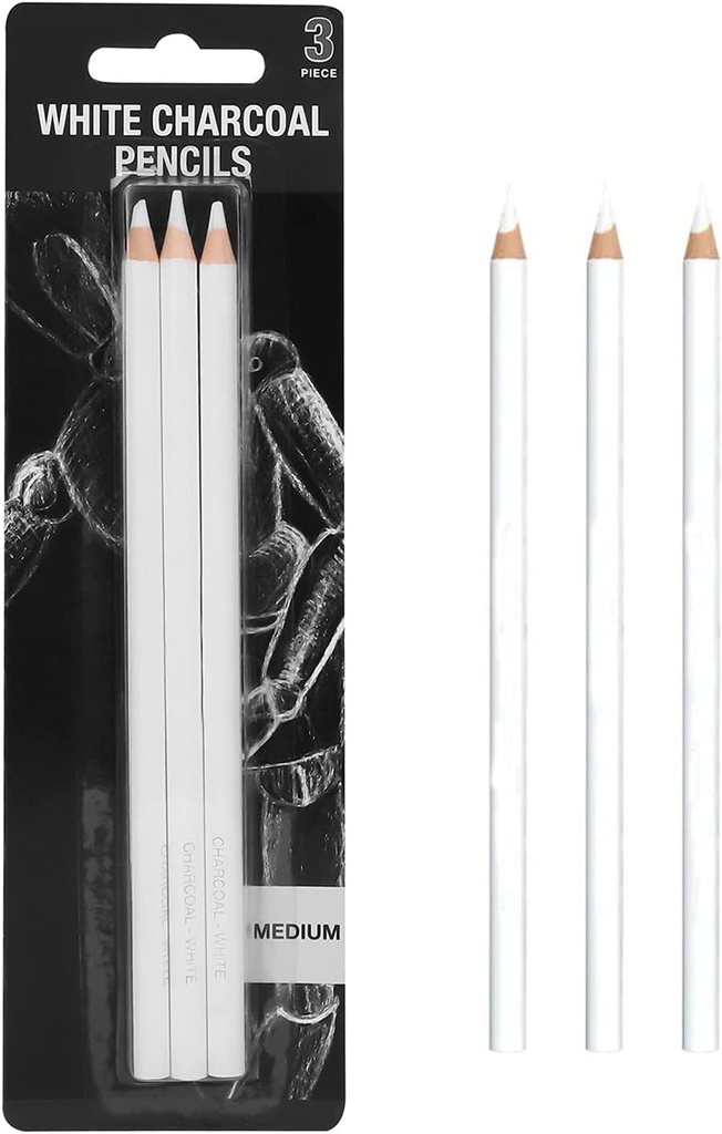 White Charcoal Pencil 3 pieces set for Sketch Drawing Pencils Professional Sketching