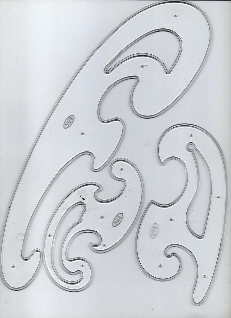 S&A French curve -Transparent plastic - 3 pieces