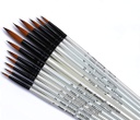 Keep Smiling - set of 12 Brushes -  White long handle - different Shapes & sizes ( from 1 to 12)