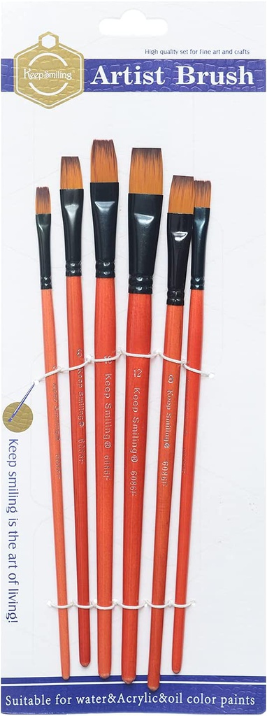 Keep Smiling - set of 6 brushes - short handle - different sizes