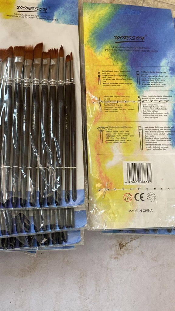 Worison set of 10 brushes - white handls - hair for gouashe and poster colors