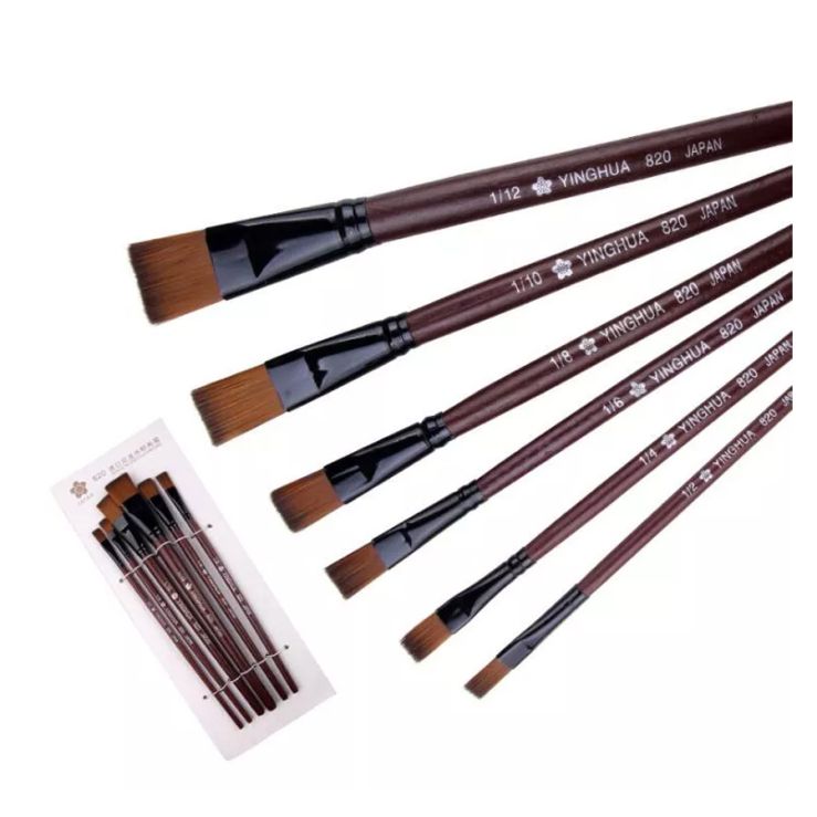 Set of 6 brushes flat shape diff size from Yin Ghua - 820
