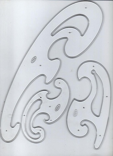 CN - French curve -Transparent gray plastic - 3 pieces
