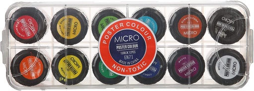 Micro - Poster Gouache Color Set -  12 pot, 15 ml each pot