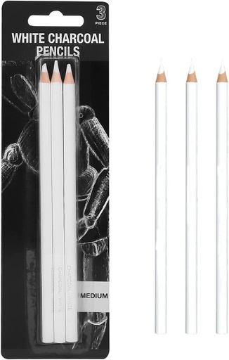 White Charcoal Pencil 3 pieces set for Sketch Drawing Pencils Professional Sketching