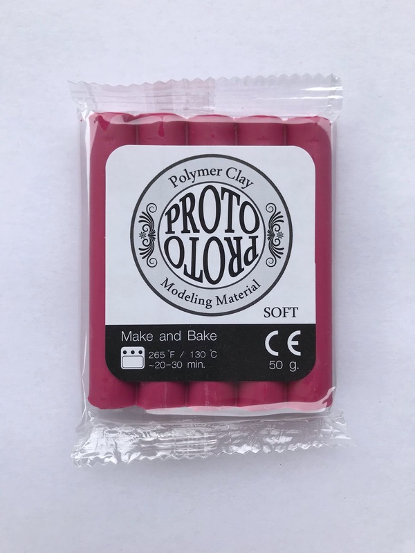 Proto Polymer Soft Clay, 6 Bars - 50 gm -  Red (Magenta)  - No 30