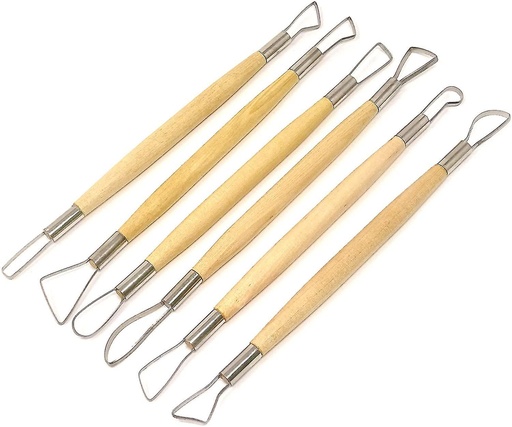 Clay Sculpting Tool, Wooden Handle, Double Sided Ceramic and Tape Sculpting Tool Kit, Ceramic Modelling Craft Kit