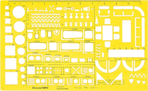 Xiao Ni 50 -  Interior Design and Furniture Templates, Drafting Tools and Ruler Shapes for Architecture, Drafting Tools, Architecture Supplies, Drafting Templates