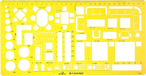 Jinsihou no 4370 -  1: 50 Interior Design and Furniture Templates, Drafting Tools and Ruler Shapes for Architecture, Drafting Tools, Architecture Supplies, Drafting Templates