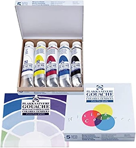 Talens - 5 colors (205 -709-397-501-100)  - Gouache set  5tube x 12 ml