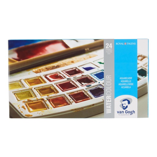Van Gogh - Water Colour Plastic Case Set with 24 Colours in Half Pans, Royal Talens
